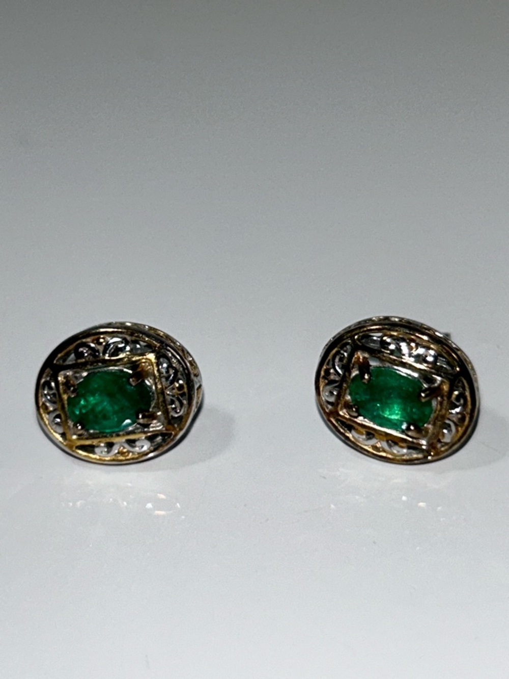 NWOT Gems En Vogue Palladium 18k Accent Genuine Zambian Emerald Earrings